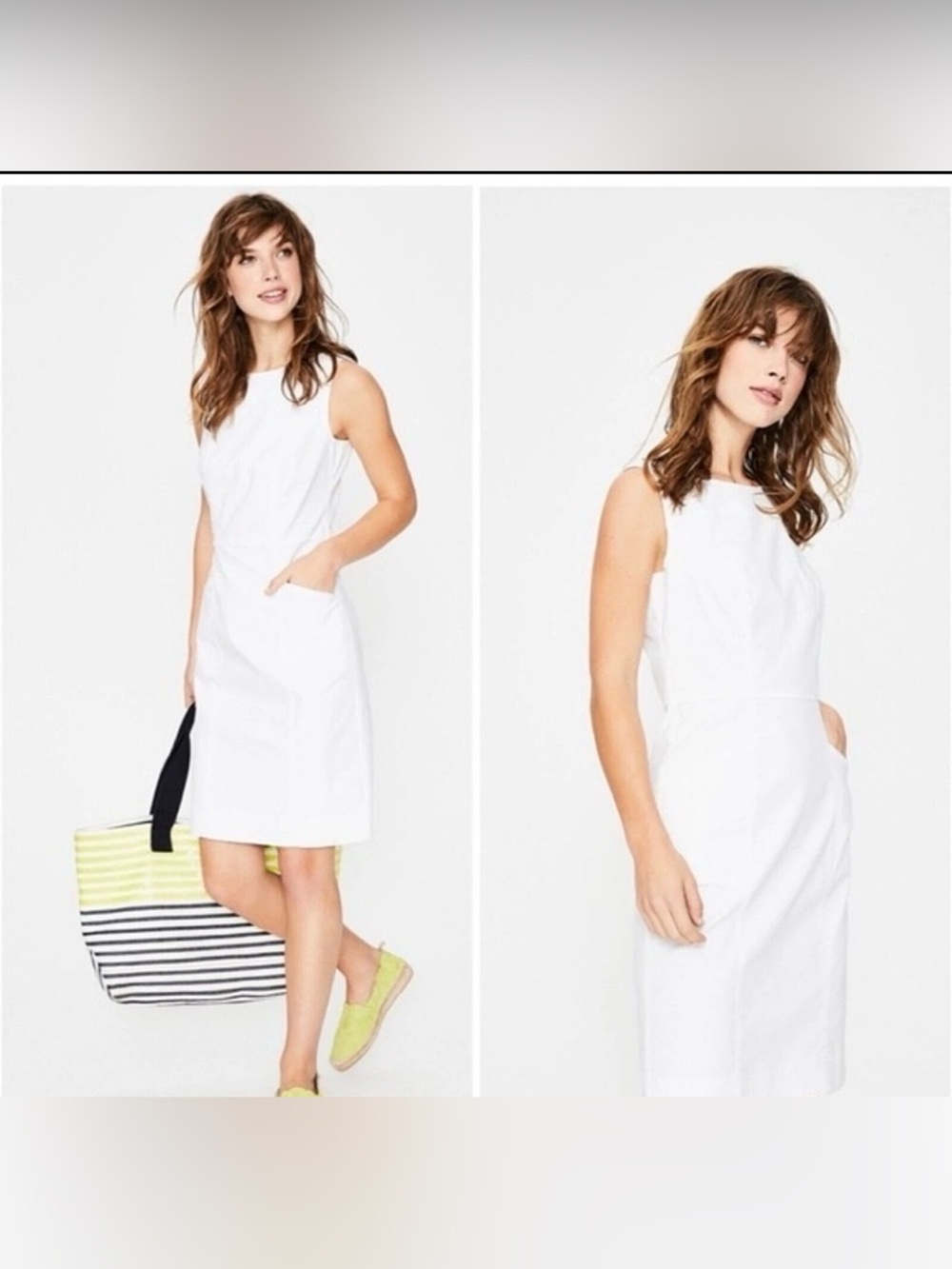 Boden White Chino Tamara Sheath Dress US 6
